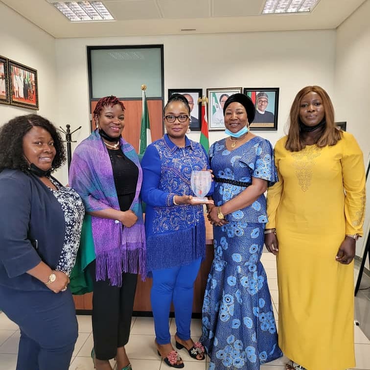 WEOG LEADERSHIP ON A SPECIAL COURTESY VISIT TO ADVISORY BOARD MEMBER, HON. MRS TAIWO OLUGA